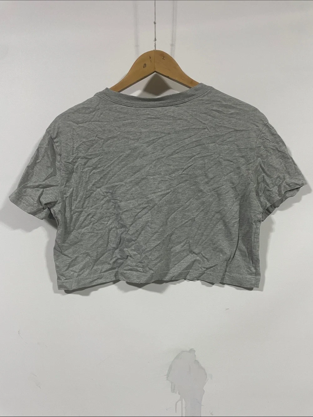 Nike Gray Cropped Logo Tee with Black Swoosh